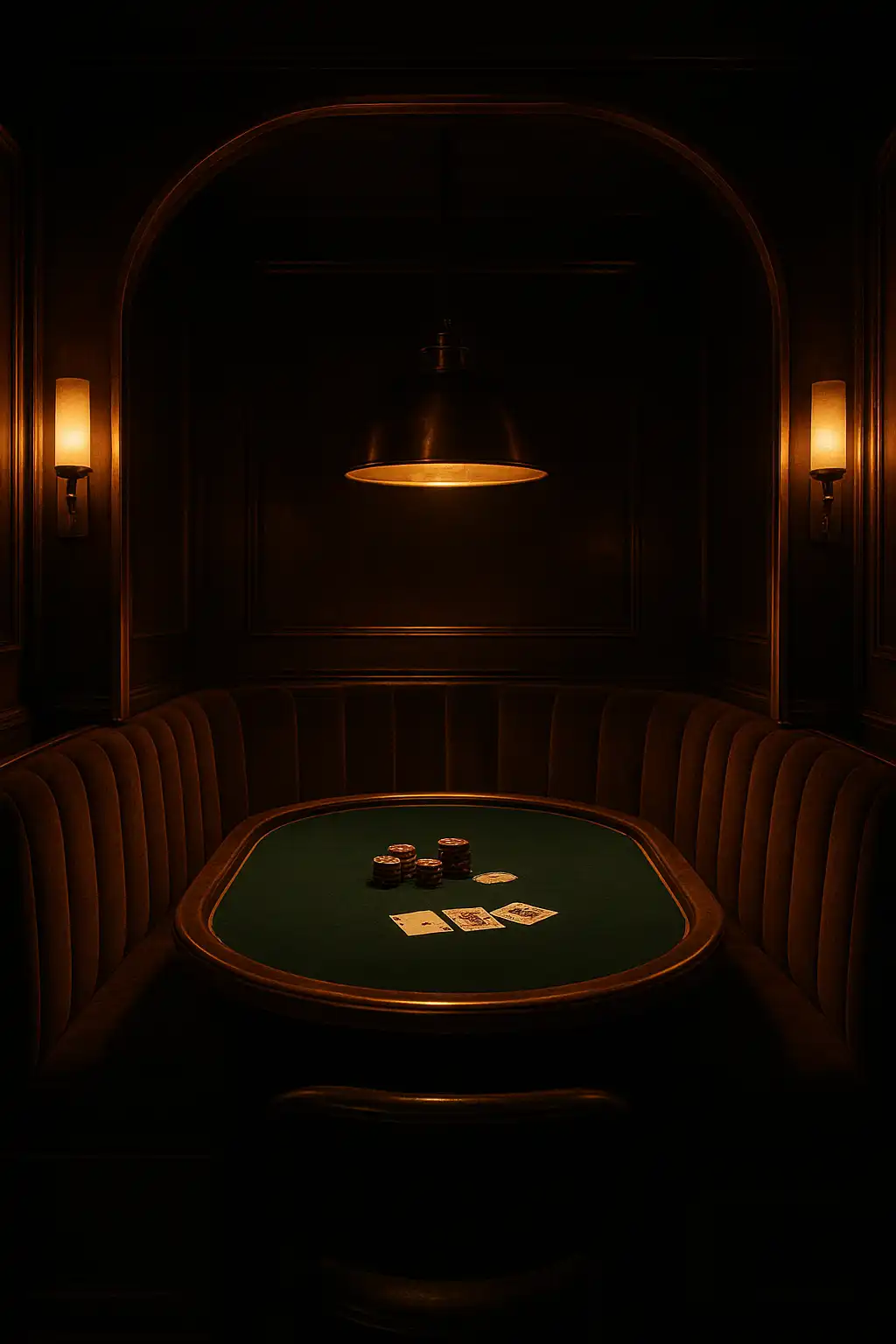 Exclusive VIP lounge booth with brass details and a private card table